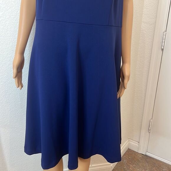 Chezut Royal Blue Dress Size 24 Sleeveless Circle Skirt Zipper Back - Picture 5 of 9